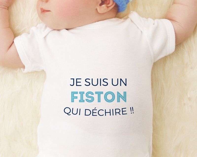 Body personnalisé pour bébé - Collection "Je déchire" - Modèles bleu ou rose disponibles