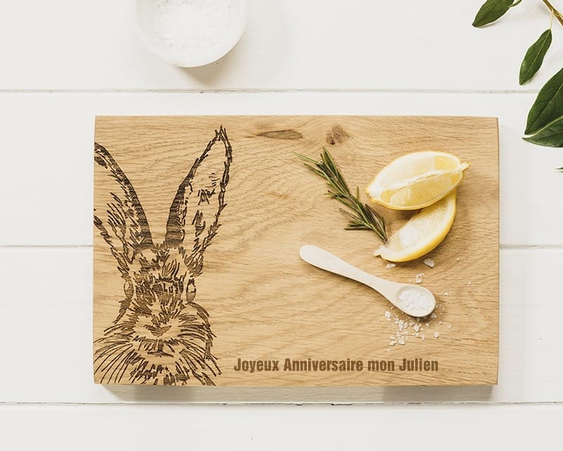 Planche à Découper Chasse & Pêche En Bois De Hêtre - Cadeau Homme Gravé, Avec Couteau Intégré, Pour Apéro Saucisson Fromage