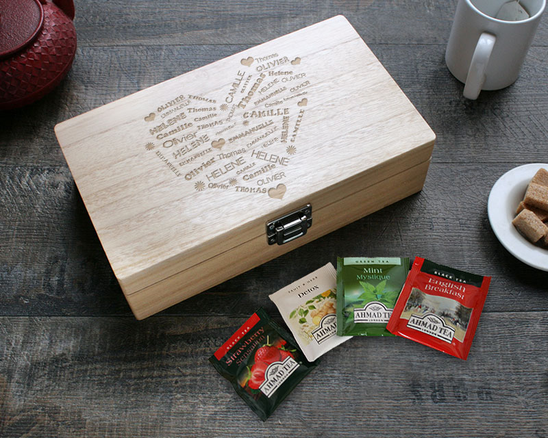 Coffret thé gravé et ses 40 sachets de thé