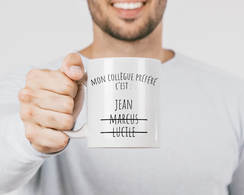 Mug personnalisable mon collègue préféré c'est Jean, et pas Marcus ni Lucile