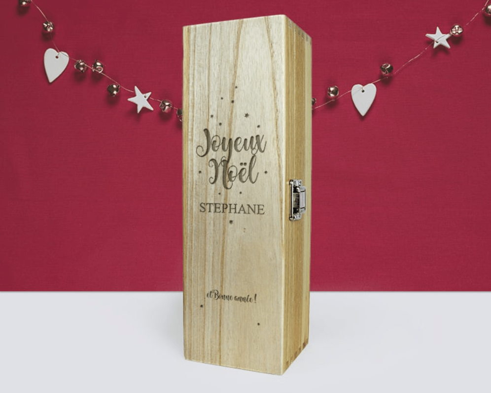 Caisse à vin gravée Joyeux Noël