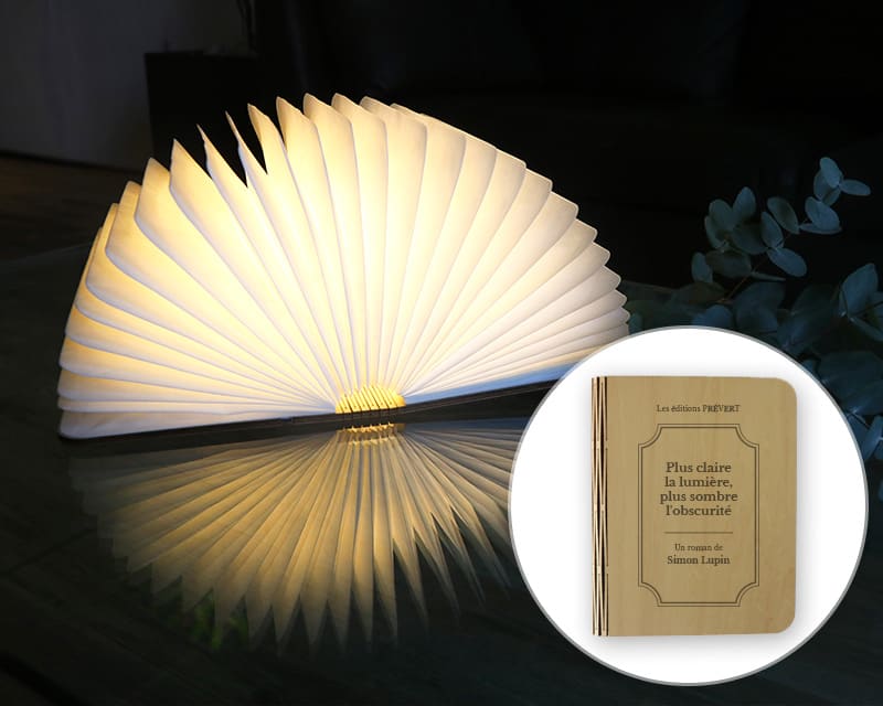 Lampe livre lumineux personnalisable, veilleuse douce