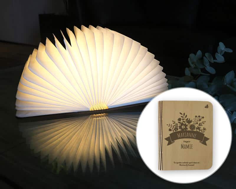 Lampe façon livre lumineux personnalisable