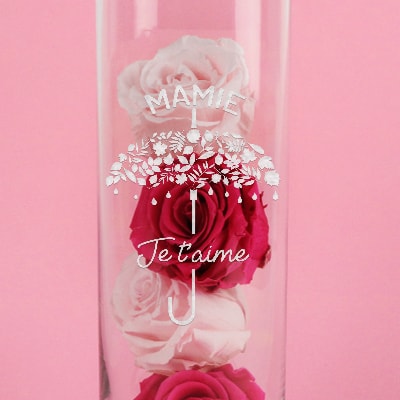 Vase cylindrique personnalisé Mamie je t'aime