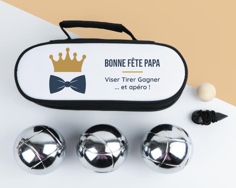 Sacoche de Pétanque personnalisable avec triplette de boules de pétanque - Papa Royal