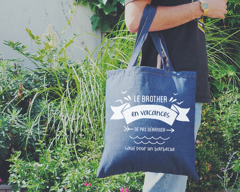 Tote bag jean Personnalisable - En Vacances