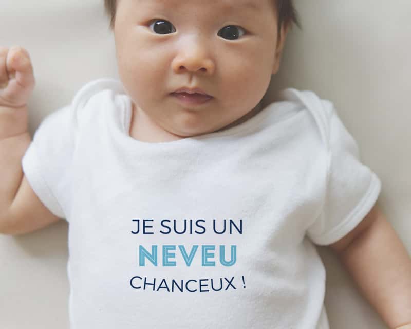 Bébé portant un body personnalisé Je suis un neveu chanceux !