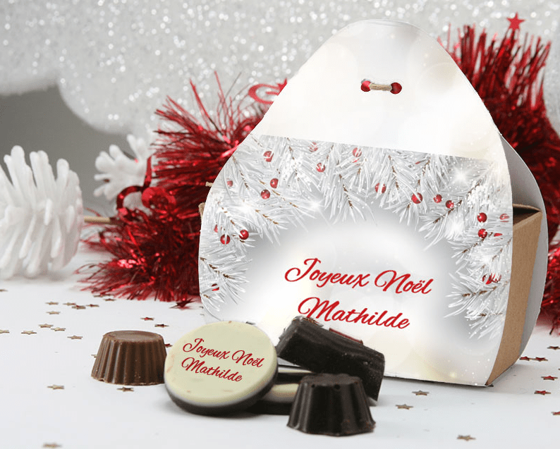 Ballotin de chocolats de Noël personnalisés