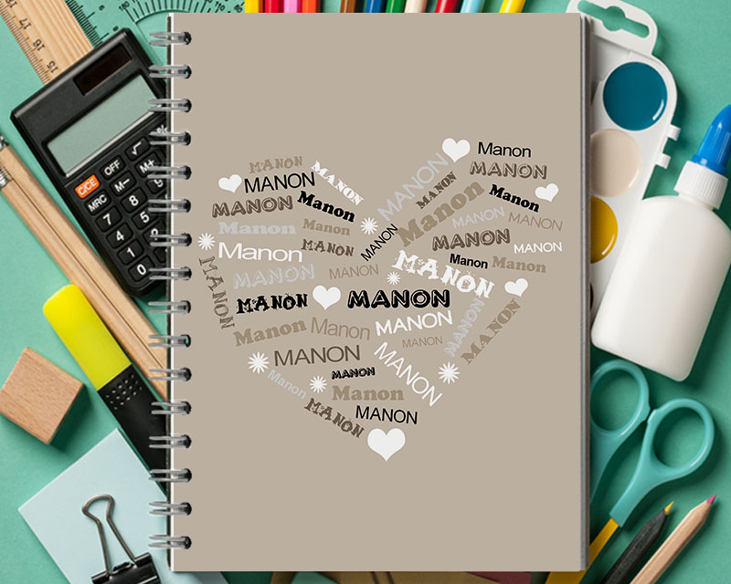 Fournitures personnalisables : Cahier personnalisé Coeur Famille