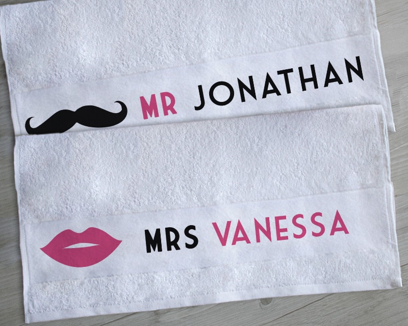 Serviettes personnalisées Mr and Mrs