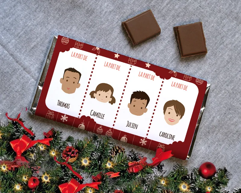 Tablette de chocolat de Noël personnalisé