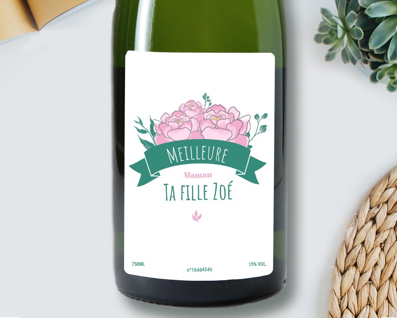 Champagne personnalisé Maman Fleurie