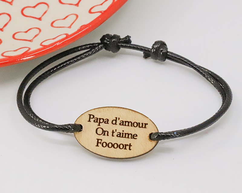 Bracelet personnalisé médaille ovale en bois