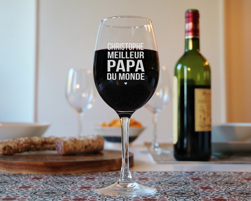 Verre à vin personnalisé meilleur papa du monde