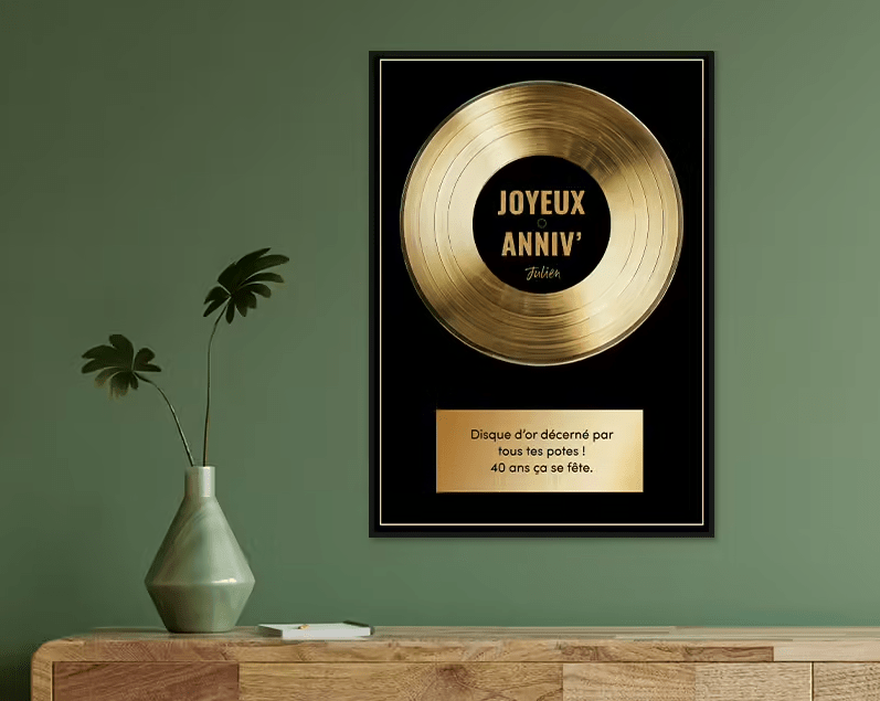 Affiche disque d'or personnalisée