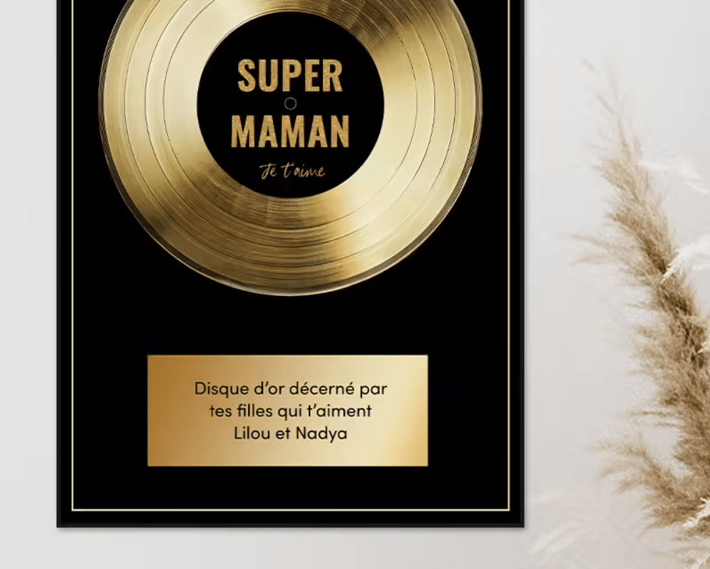 Disque d'or personnalisé super maman je t'aime