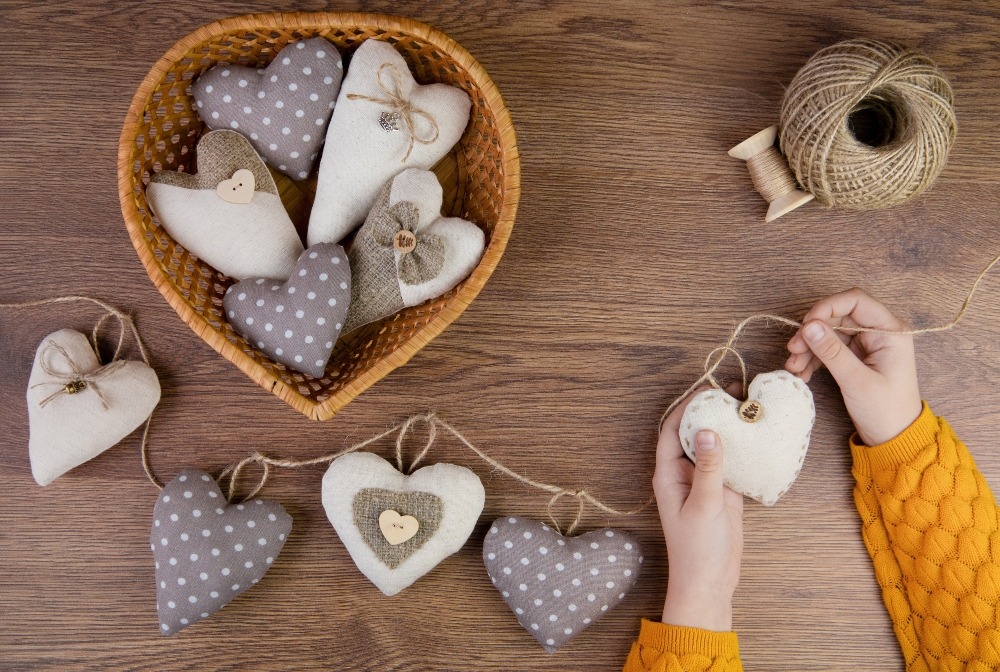 Coeurs en tissu