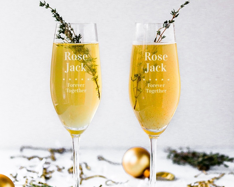 Cadeau de Noël : Lot de deux flûtes à Champagne personnalisables