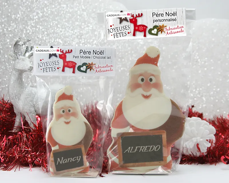 Chocolat de Noël personnalisé : Père Noël en chocolat personnalisé