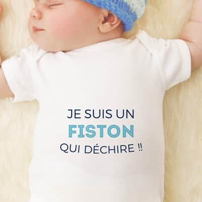 Body personnalisé pour bébé - Collection 'Je déchire' - Modèle Bleu