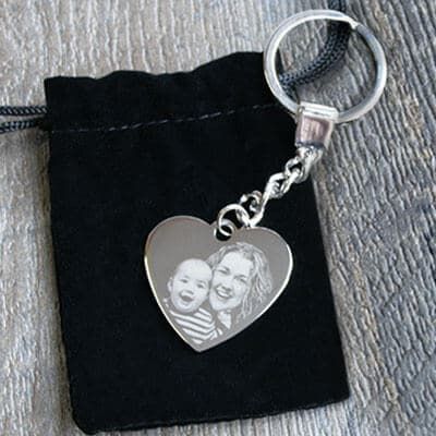 Porte-clés Coeur Gravé Photo