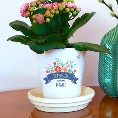 Pot de fleurs personnalisé - Mamie fleurie