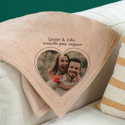 Maxi plaid doux personnalisable - Coeur Photo