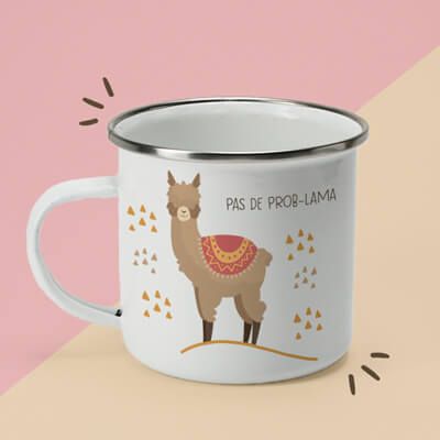 Tasse en émail personnalisée - Funky Lama