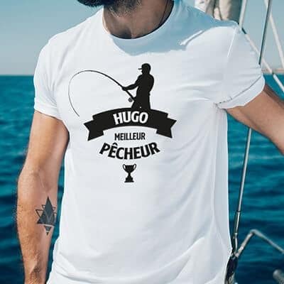 T-shirt blanc homme Personnalisable - Meilleur pêcheur