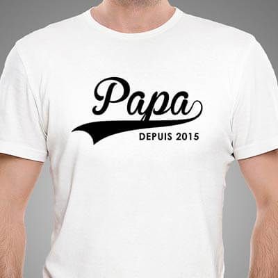 T-shirt blanc Papa depuis