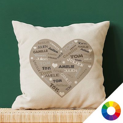 Coussin personnalisé - Coeur Famille