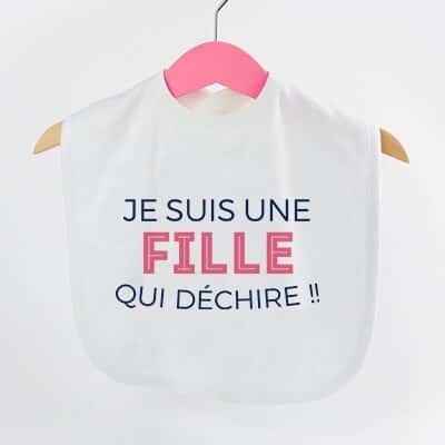 Bavoir bébé personnalisable - Collection 'Je déchire' - Modèle Rose