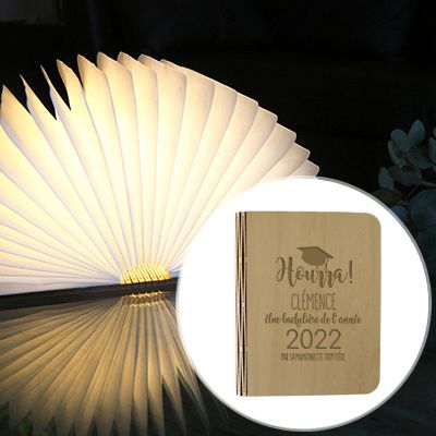 Lampe livre lumineux personnalisable - Collection diplomé(e)