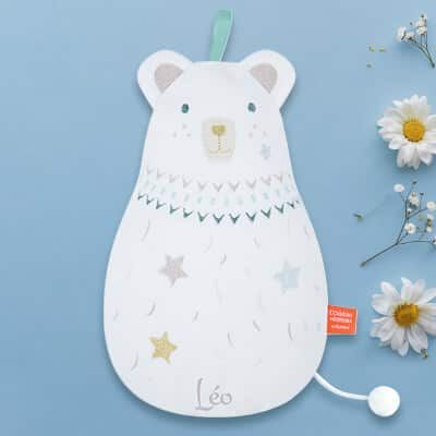 Peluche Musicale Brodée Personnalisable - Ours Blanc