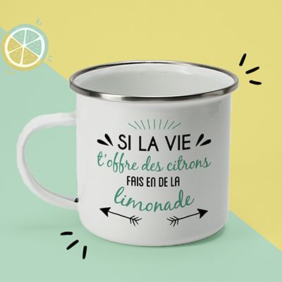 Tasse en émail personnalisée - Message Positif