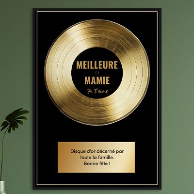Disque d’or personnalisé dans son cadre en bois