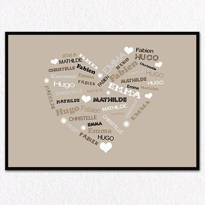 Affiche Coeur Famille Taupe