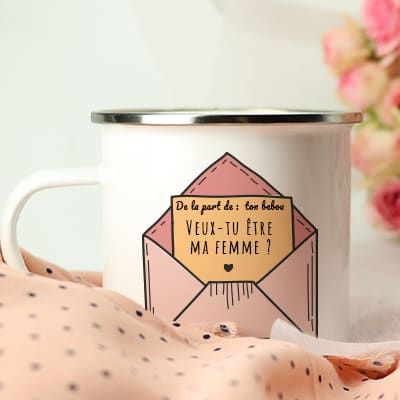 Tasse en émail personnalisée - Veux-tu être (...) ?