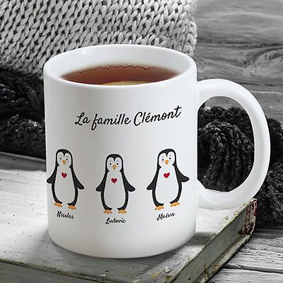 Mug personnalisé - Famille pingouins