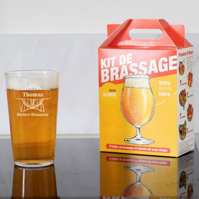 Kit d'initiation au brassage de bière et son verre à bière personnalisé