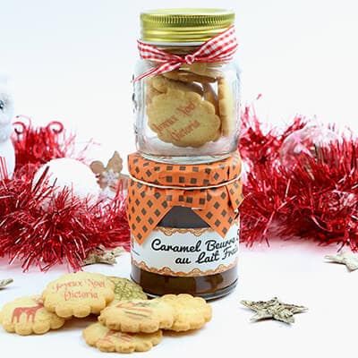 Coffret duo biscuits et caramel beurre salé Personnalisable - Noël