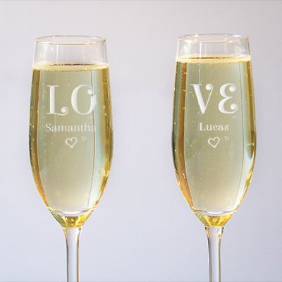 Lot de 2 Flûtes à Champagne Personnalisables - Love
