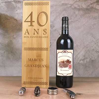 Coffret Sommelier Anniversaire et sa bouteille de Bordeaux