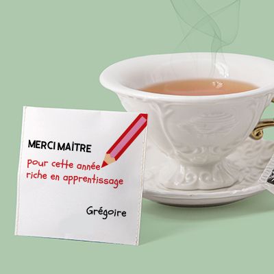 Boîte de 10 sachets de thé bio personnalisables - Merci Maîtresse, Maître et ATSEM