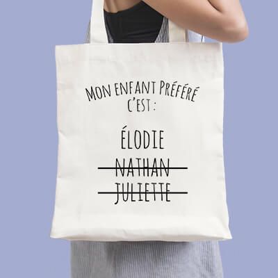 Tote bag Personnalisable - Mon enfant préféré - 100% coton naturel