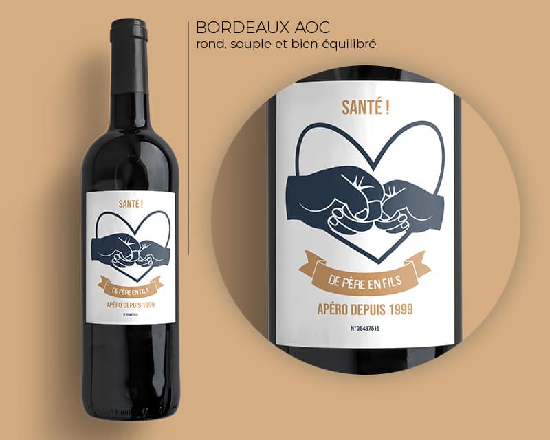 Bouteilles de vin de Bordeaux personnalisables - De Père en Fils - Fille