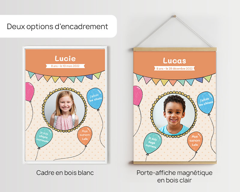 Affiche anniversaire enfant personnalisée - Ballons