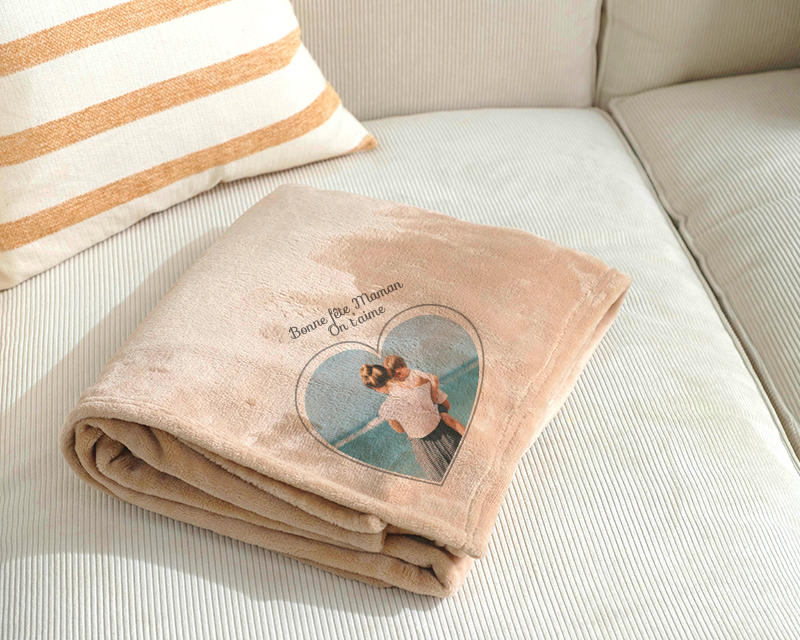 Maxi plaid doux personnalisable - Coeur Photo