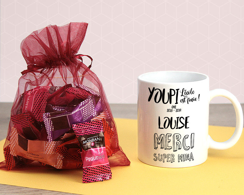 Mug L'école est finie et ses chocolats Monbana