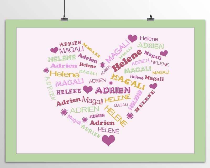 Affiche Coeur Famille Green
